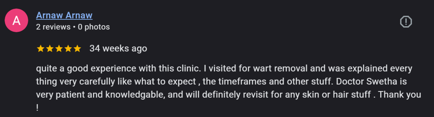 Patient review screenshot from Vikram